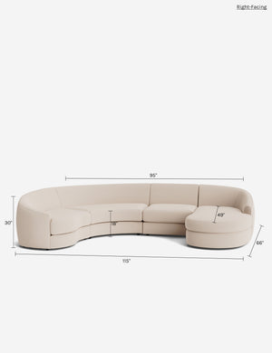 Imada Modular Lounge Chaise Sectional Sofa : Ivory Modern Boucle / Right-Facing