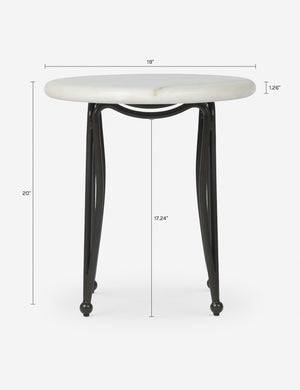 Meryn Outdoor Round Side Table : White Marble