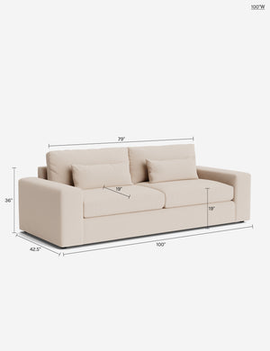 Durham Wide Arm Sofa : Ivory Modern Boucle / 90