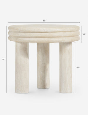 Open Box: Roma Round Side Table, Cream Faux Travertine by Button Atelier x Co.House Designs