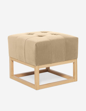 Angled view of the Grasmere Brie Velvet Ottoman
