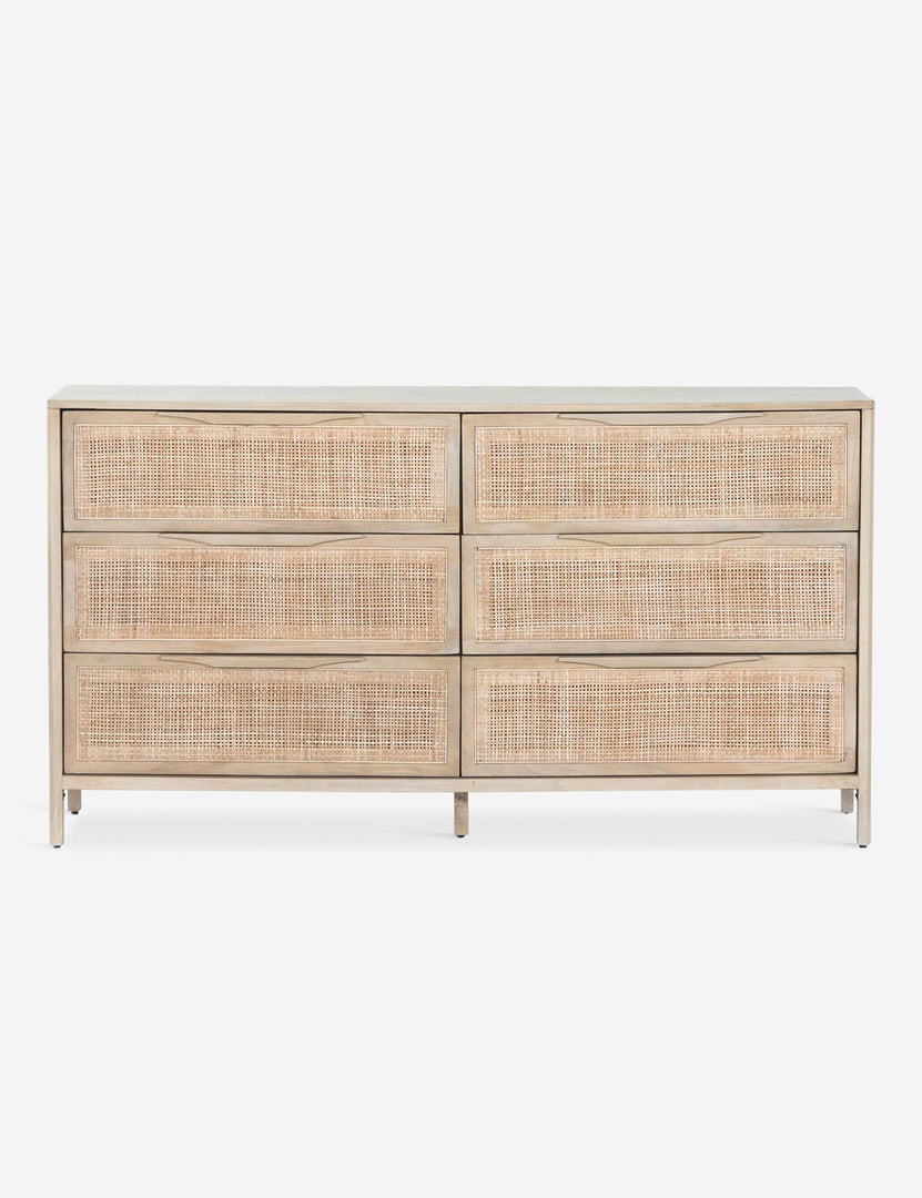 #color::natural | Hannah light wood 6-drawer dresser with cane-front drawers
