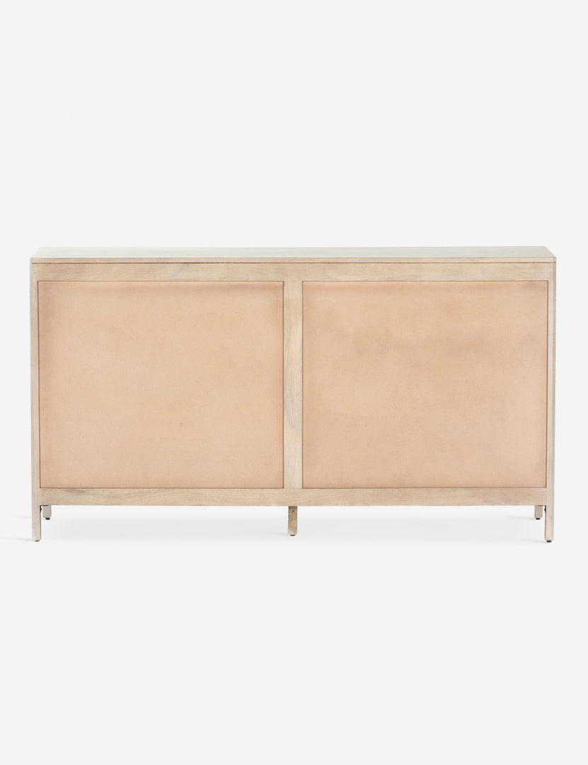 #color::natural | Rear view of the Hannah light wood 6-drawer dresser with cane-front drawers