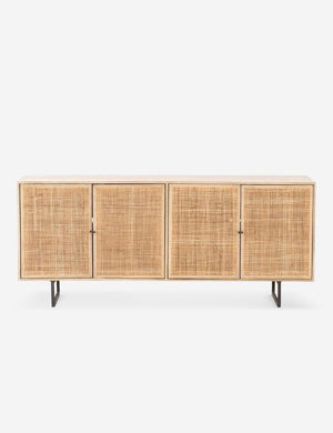 Hannah natural mango wood sideboard with cane doors and an iron base.