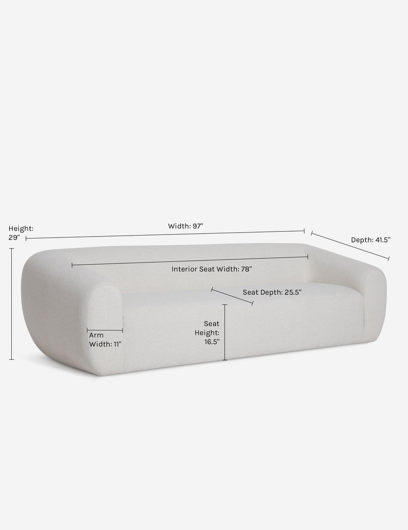 | Dimensions on the Harlowe Sofa