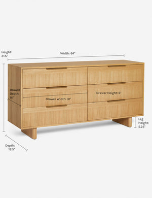 Dimensions on the Hillard 6 Drawer Dresser