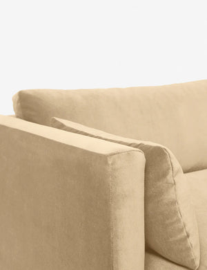 Left side of the Brie Velvet Hollingworth Sofa