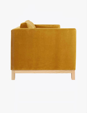 Side of the Goldenrod Velvet Hollingworth Sofa