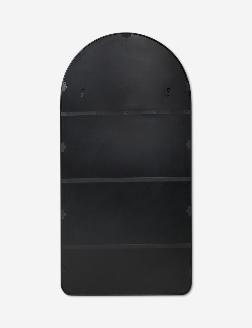 #color::black | Back of the Idris thin metal framed floor length mirror in black