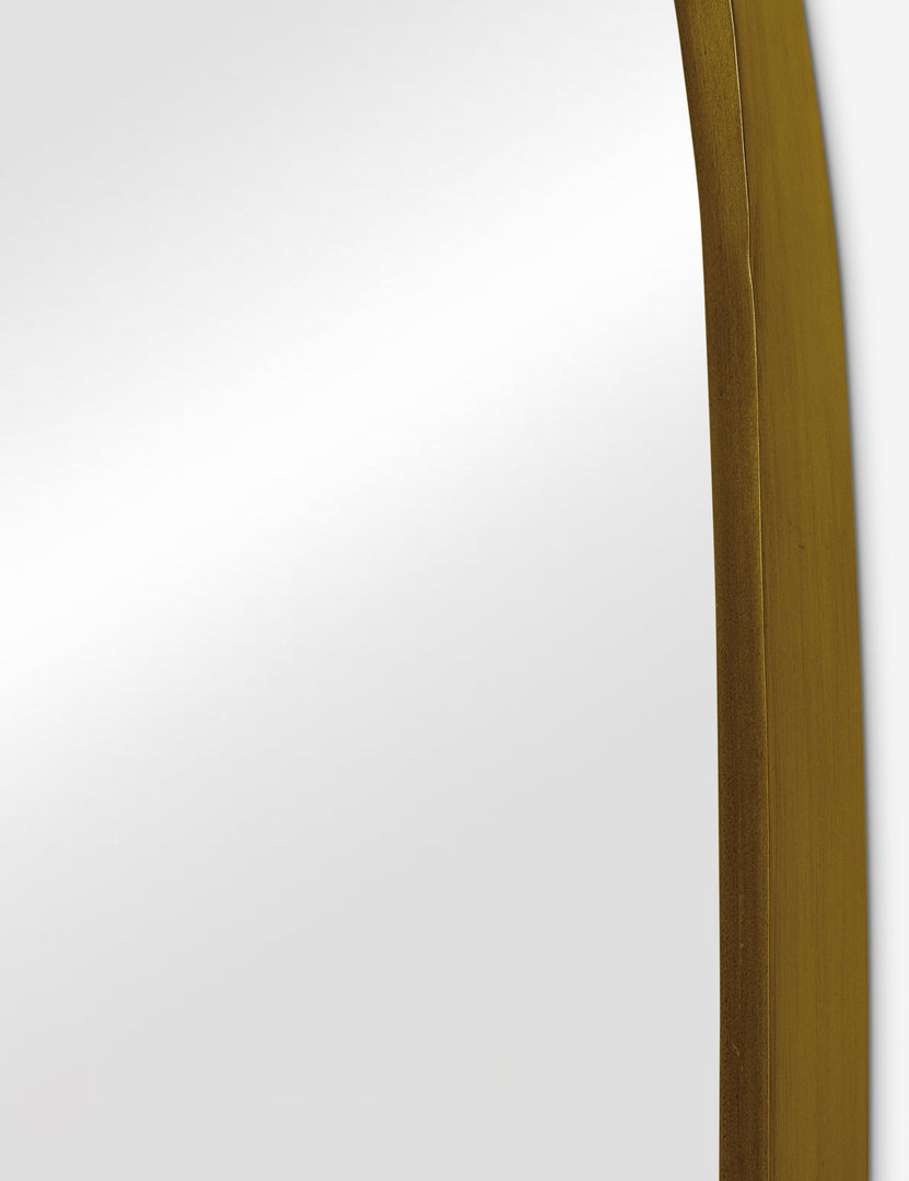 #color::gold | Close up of the Idris thin metal framed floor length mirror in gold