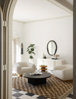 Irregular Checkerboard Hand-Knotted Wool Rug Swatch by Sarah Sherman Samuel, Ochre