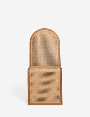 Head on view of the Kapok woven cane sculptural dining chair by Carly Cushnie.