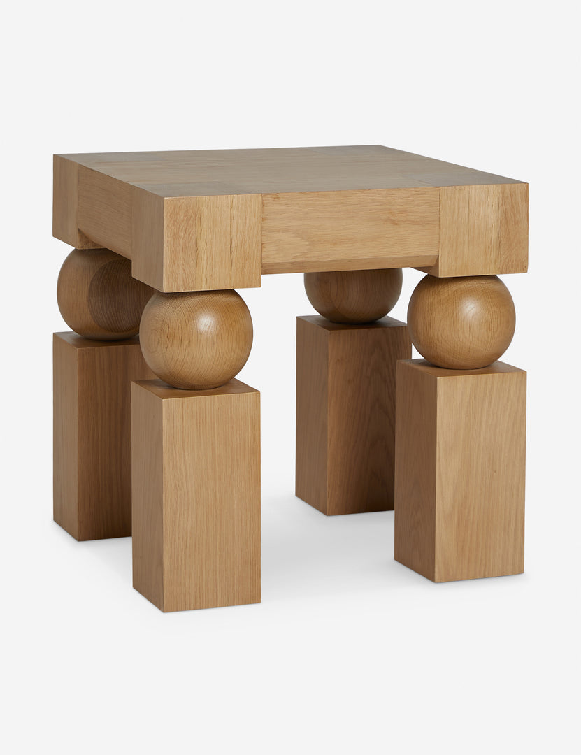 #color::natural-oak | Kent sculptural modern square side table.