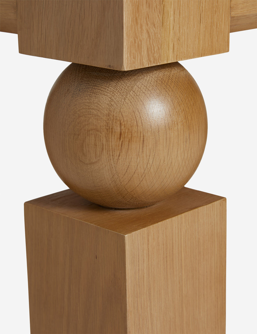 #color::natural-oak | Close up of the Kent sculptural modern square side table.