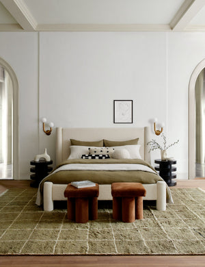 Irregular Grid Hand-Knotted Wool Rug Swatch by Sarah Sherman Samuel, Khaki