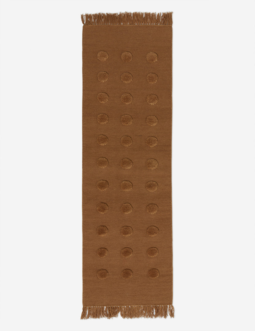 #color::camel #size::2-6--x-8- | Kohta high-low pile dot design wool runner rug in camel