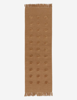 Kohta high-low pile dot design wool runner rug in camel