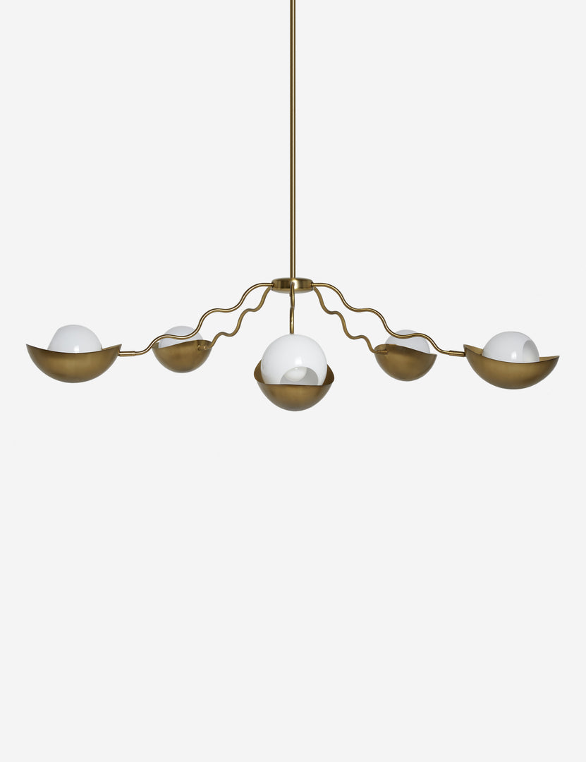 #color::brass #size::62-dia | Kukka large modern wavy arm chandelier in brass