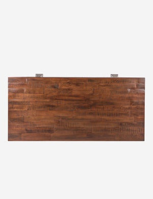 Overhead view of the Mclain sculptural reclaimed wood coffee table