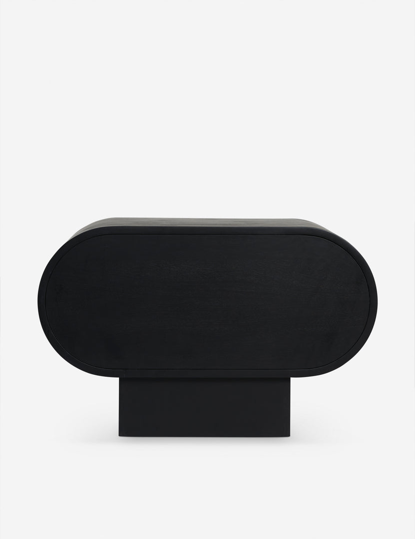 #color::black | Back of the Laughlin retro pill shaped nightstand in black