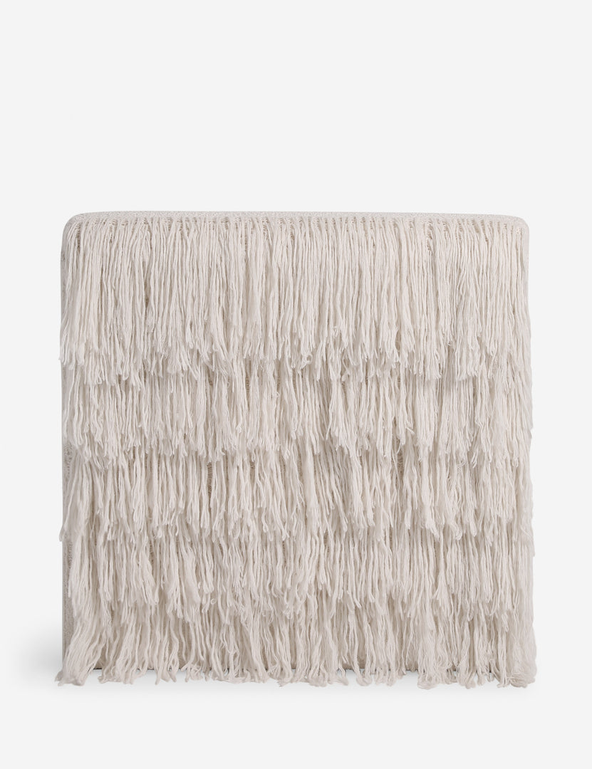 #color::ivory-boucle | Back of the Leon textural boucle channel tufted armless accent chair by Carly Cushnie.