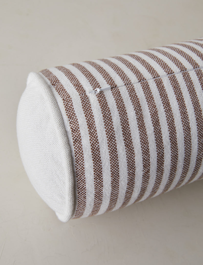 #color::brown | End of the Littu Indoor / Outdoor Striped Bolster Pillow by Sarah Sherman Samuel in Brown