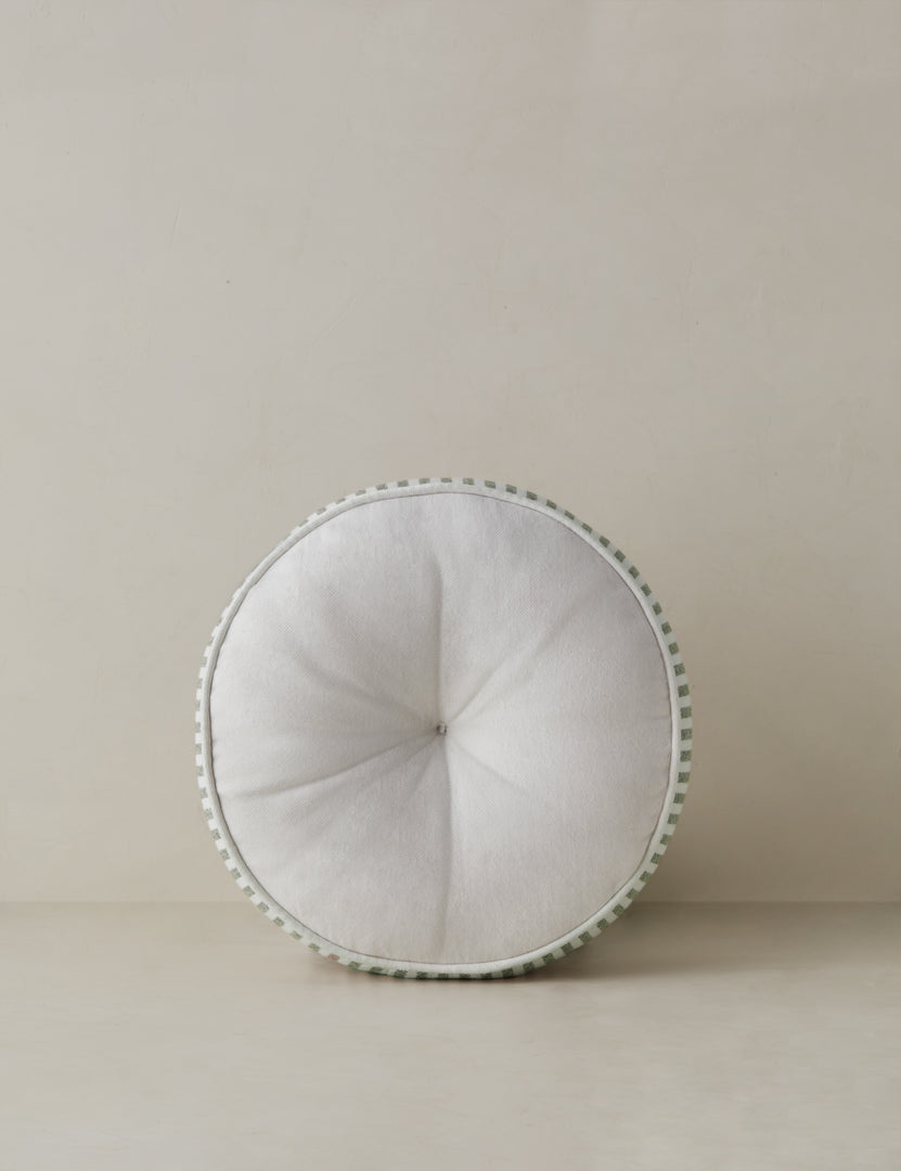 #color::moss | Littu Indoor / Outdoor Striped Disc Pillow by Sarah Sherman Samuel in Moss