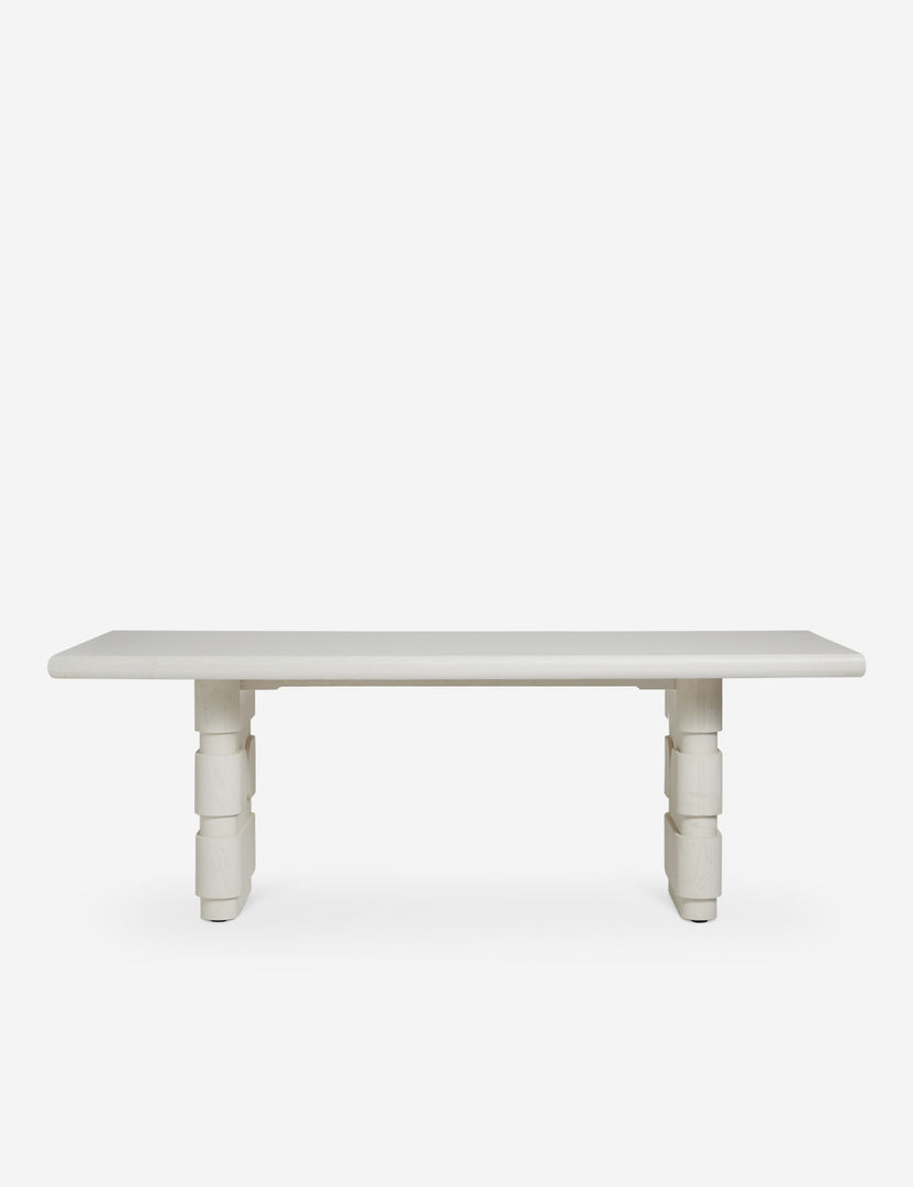#color::white-wash | Lowen double pedestal base white washed dining table.