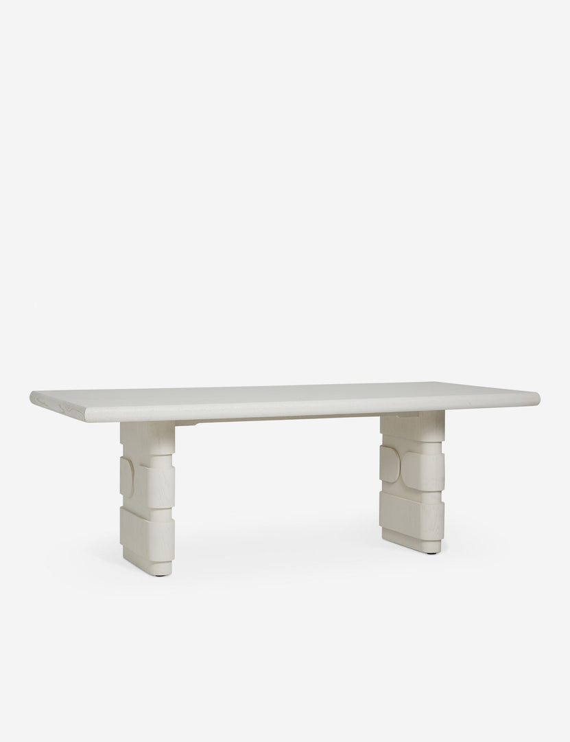 #color::white-wash | Lowen double pedestal base white washed dining table.
