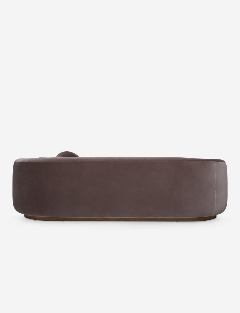 #color::mink-velvet | Back of the Lowry rounded silhouette velvet sofa.