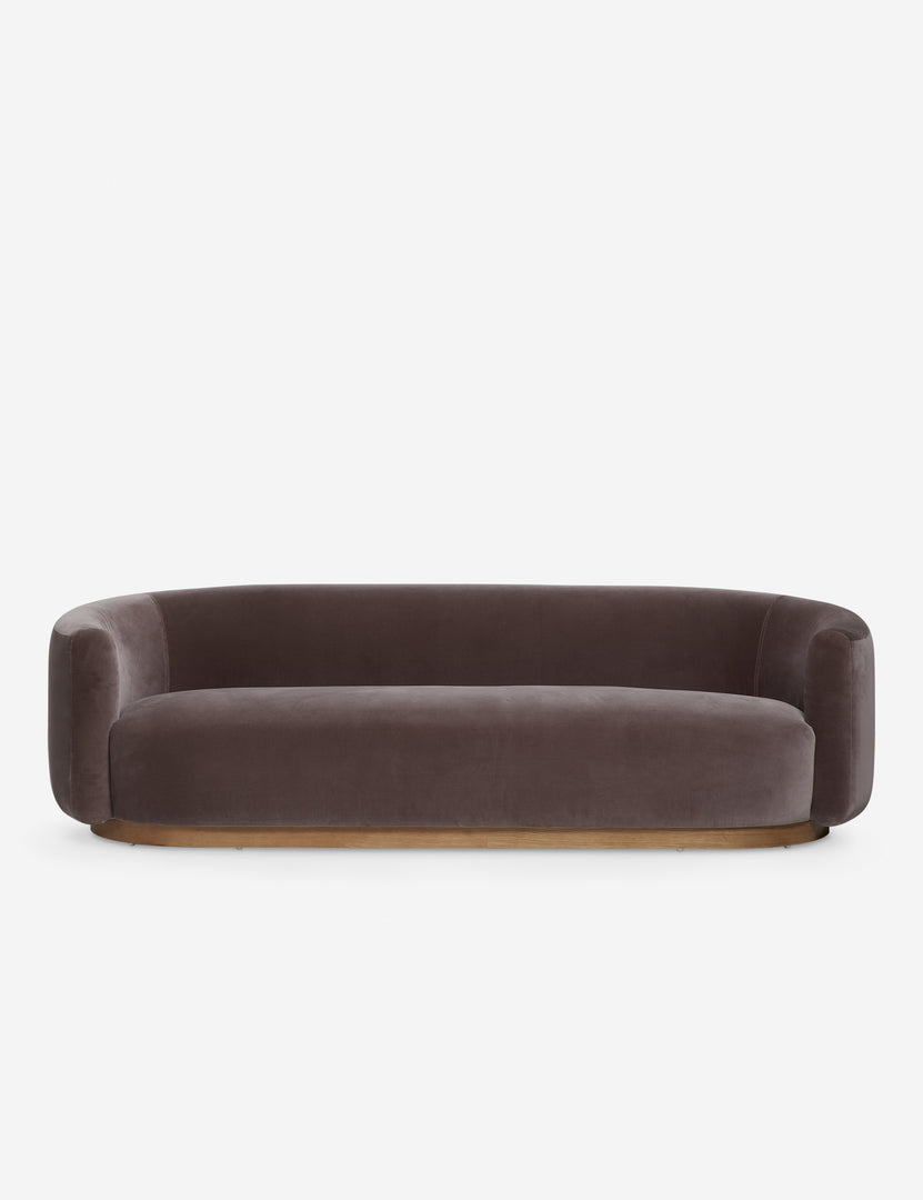 #color::mink-velvet | Lowry rounded silhouette velvet sofa.