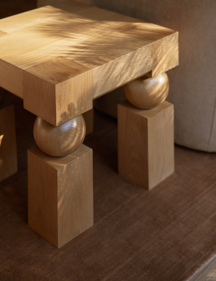 #color::natural-oak | Kent sculptural modern square side table.