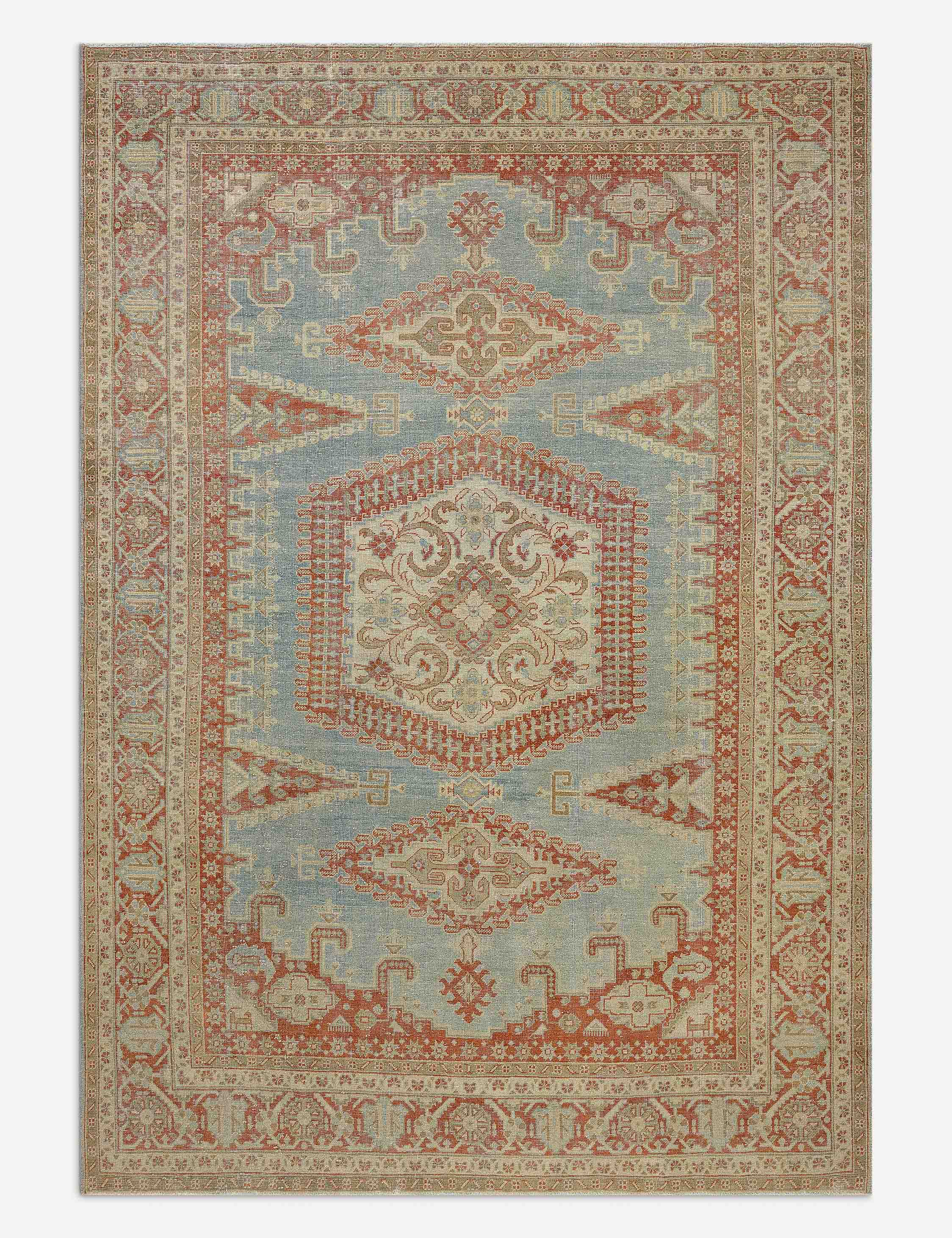 Vintage Turkish Hand-Knotted Wool Rug No. 613, 6'11" x 10'1"