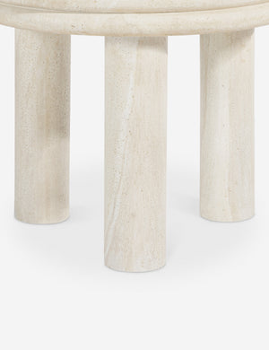 Open Box: Roma Round Side Table, Cream Faux Travertine by Button Atelier x Co.House Designs