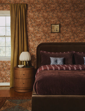 Chestnut Platform Bed by Heidi Caillier : Kemper Plaid Linen by Heidi Caillier / Full