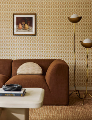 Living room featuring the Sweeney medium-scale abstract patterned wallpaper.