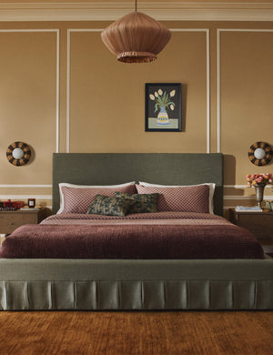 Portola Pleated Platform Bed : Blush Performance Striated Velvet / Cal King