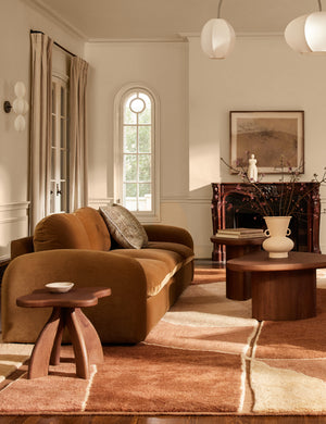 Enzi tactile tweed pillow by Aimee Song styled on a sofa