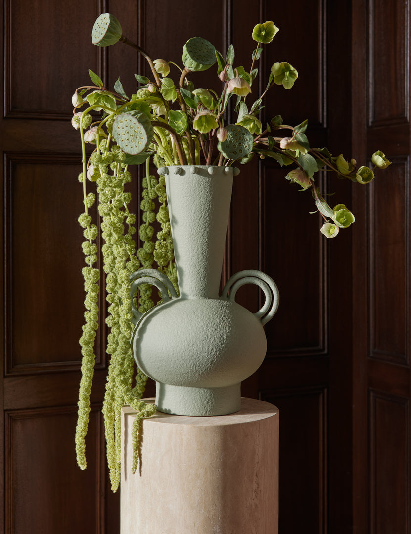 #color::sage | Idra tall round handle ceramic vase by Aimee Song