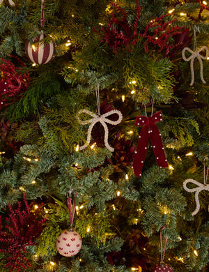 Seaton Beaded Bow Ornament : Gold