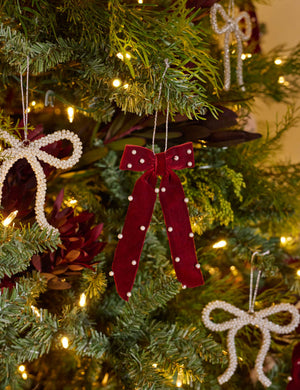 Aldenbury Velvet Ribbon Pearl Ornament : Cherry Pearl