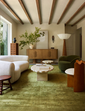 Open Box: Fern Swivel Chair, Loden Porto Velvet by Sarah Sherman Samuel