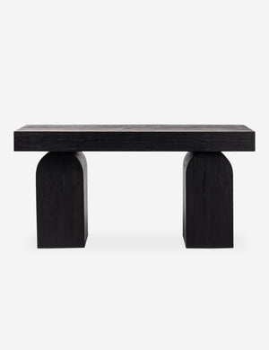 Mags sculptural solid wood desk in black.