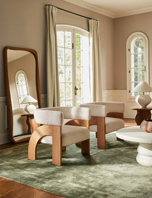 Galilea solid wavy wood frame floor mirror mirror by Aimee Song styled in a living room