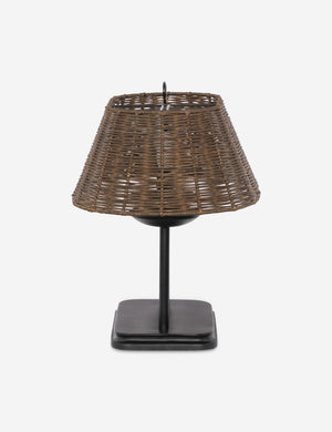 Side profile of the Teulon basketweave wicker double-post table lamp
