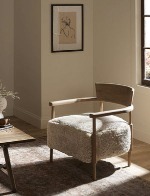 Open Box: Bennett Accent Chair, Beige Shearling by Amber Lewis x Four Hands