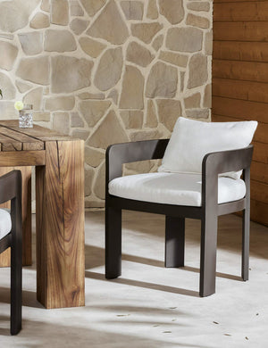 Kade Outdoor Metal Dining Arm Chair : Ivory