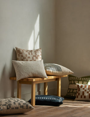 Collection of throw pillows in various shapes and sizes by artist Elan Byrd.
