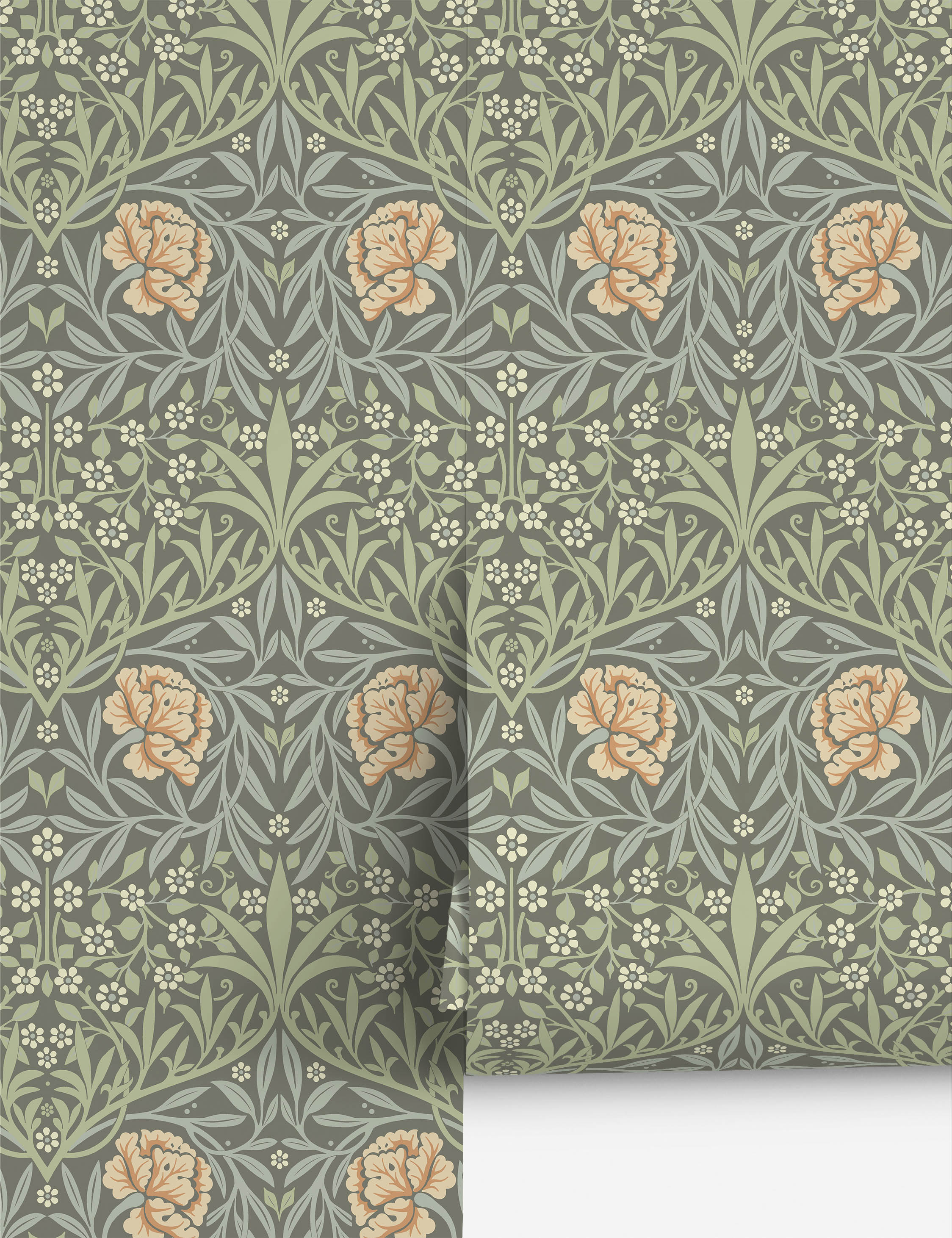 Oxford Union Wallpaper by Morris & Co., Grey - Swatch