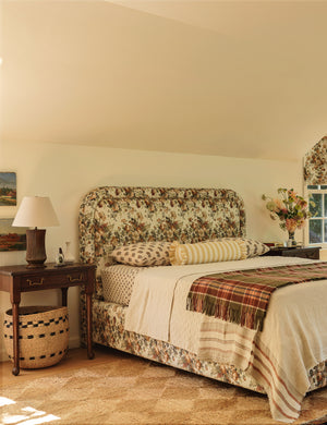 Chestnut Platform Bed by Heidi Caillier : Kemper Plaid Linen by Heidi Caillier / Full